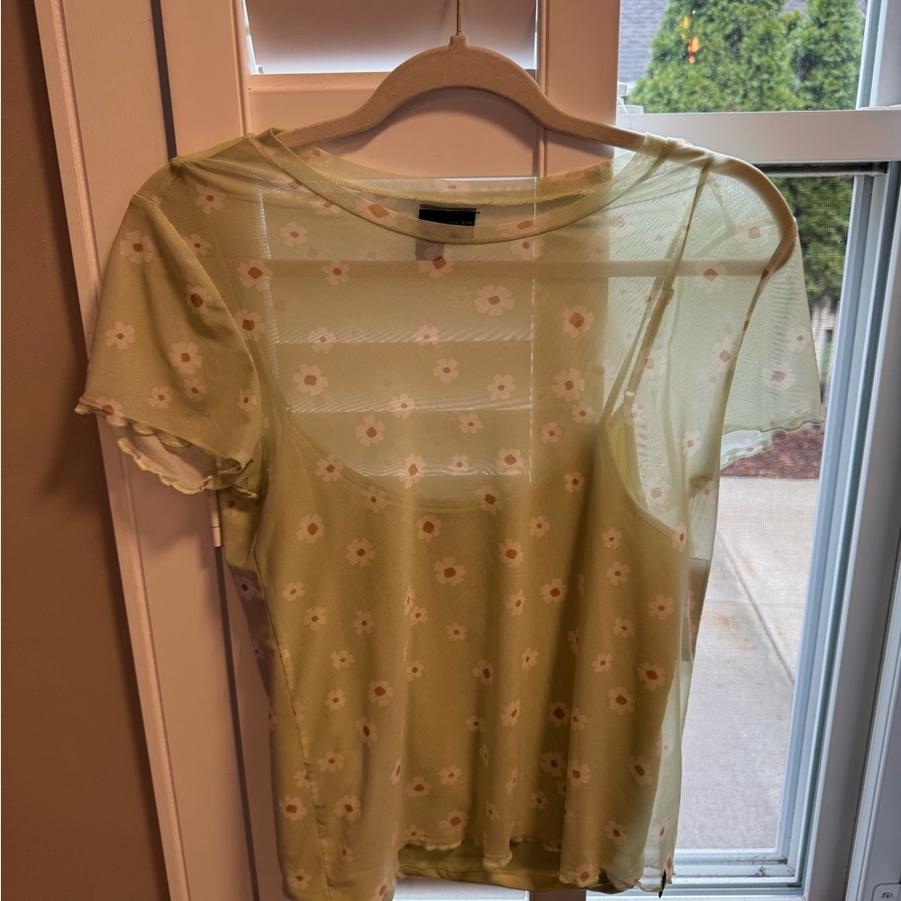 Floral Sheer Green Top